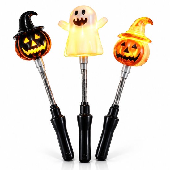 VHV - Licht stok - Halloween glowsticks - Set van 3 stuks - Speelgoed voor kinderen - Pompoen en spook ontwerp - ompoen gloei-staf - Spook glowstick - Halloween feestartikelen