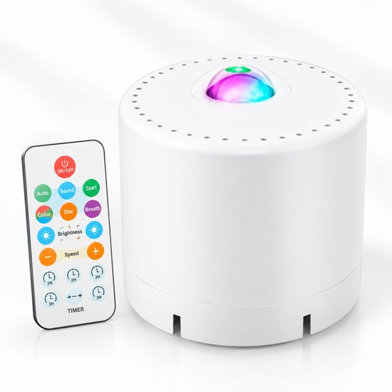 VHV - Projector sterrenhemel - sterren projector - Galaxy projector - Led Space Ocean-projector - Nachtlampje met Timer en Witte Ruis - Afstandsbediening - Cadeau - Decoratie - Stemgestuurde Modus - Slaapmodus