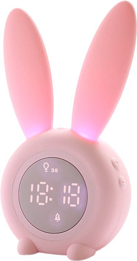 VHV-Slaaptrainer Kinderen - Kinderwekker - Nachtlampje Kinderen - Roze Konijn van VHV