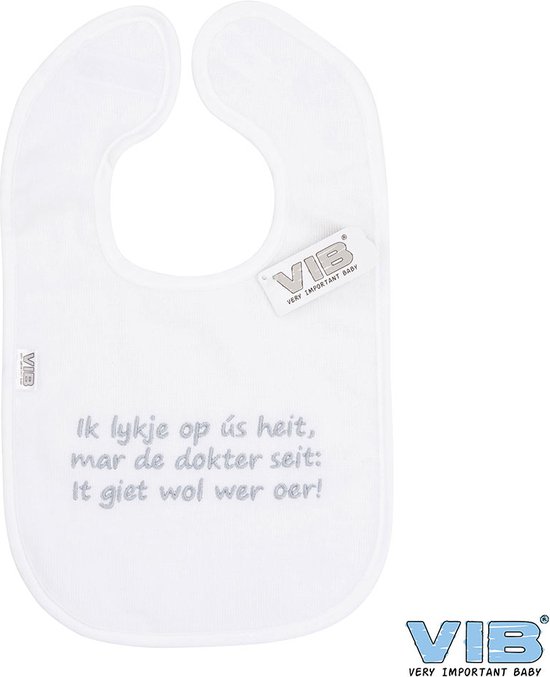 VIB® - Slabbetje Luxe velours - Fries - Ik lykje op ús heit, mar de dokter seit, It giet wol wer oer - Babykleertjes - Slabbetjes - zwangerschap aankondiging - baby aankondiging van VIB®