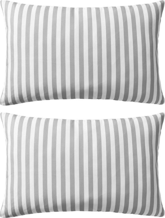 vidaXL - Buitenkussens - 60x40 - cm - gestreept - grijs - 2 - st van vidaXL