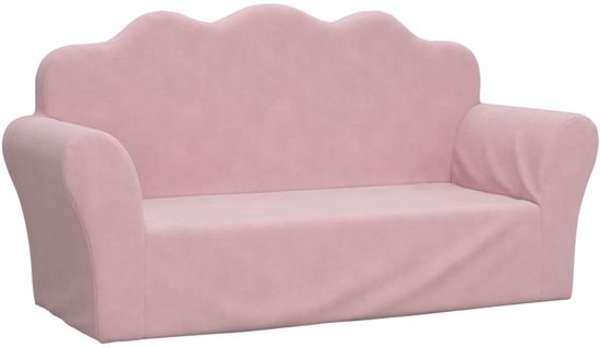 vidaXL - Kinderbank - 2-zits - roze - zacht - pluche