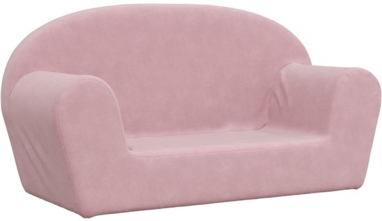 vidaXL - Kinderbank - 2-zits - zacht - pluche - roze