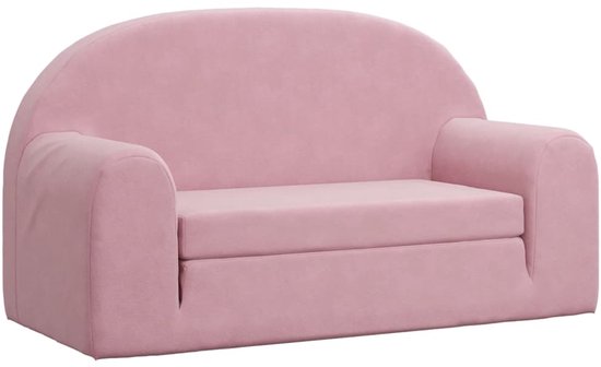 vidaXL - Kinderslaapbank - 2-zits - zacht - pluche - roze