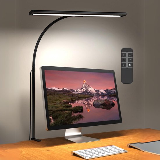 VIN® Bureaulamp led dimbaar daglicht - USB oplaadbaar - 10 kleurenfuncties - Daglichtlamp - met Afstandsbediening - Lichttherapielamp - Hobby lamp voor schilderen, puzzelen – UV-Vrij - Tafellamp/lamp staand - Zwart