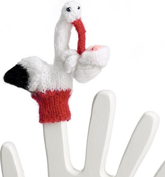 Vingerpop ooievaar met baby