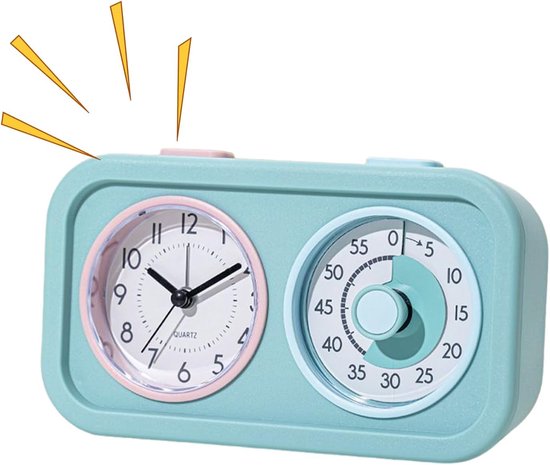 Visuele Kindertimer - Stille Timer - Tijd Bijhouden - Met Nachtlampje - 6x12x6 cm - Blauw