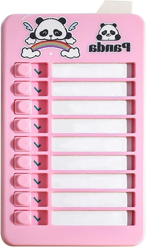 Visuele Routineplanner - Dagplanner Kinderen - Gedrag Trainen - Eenvoudig Schuifsysteem - 15 x 10 x 3 cm - Roze Panda