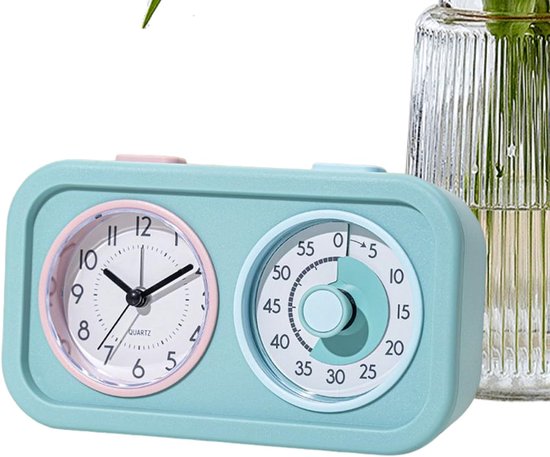 Visuele Timer - Kinder Timer - Taak Beheer - Dual Screen Mechanisme - 5.6 x 11.2 cm - Blauw