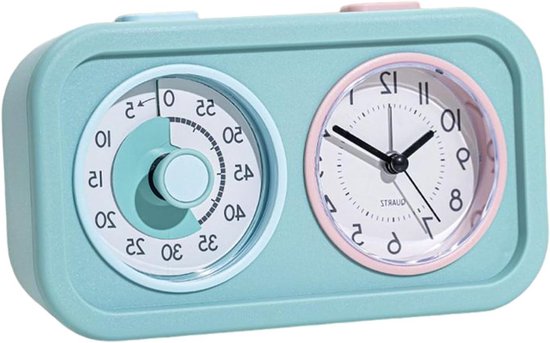 Visuele Timer Kinderen - Taaktracker Tijdbeheer - Studie Hulp - Dubbel Scherm - 6 x 12 x 6 cm - Blauw