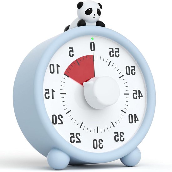 Visuele Timer - Kindertimer Panda - Tijdmanagement Leren - Oplaadbaar en Stil - 8 x 5.5 cm - Lichtblauw