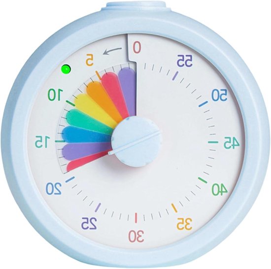 Visuele Timer - Kindertimer Studie Tool - Tijdmanagement Leren - Regenboog Cirkel Design - 103 cm Breed - Blauw