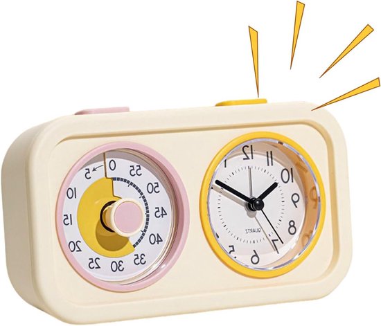 Visuele Timer - Kindertimer Taaktracker - Tijdmanagement Kinderen - Interactief Tweekleurig Paneel - 6x12x6 cm - Geel