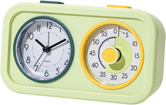 Visuele Timer - Kindertimer Tijdmanager - Leren Klokkijken - Trilalarm Stil - 17 x 10 cm - Groen