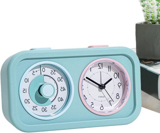 Visuele Timer - Nachtlampje Tijdmanagement - Studieplanning Kinderen - Dubbel Scherm - 6D x 12W x 6H cm - Blauw