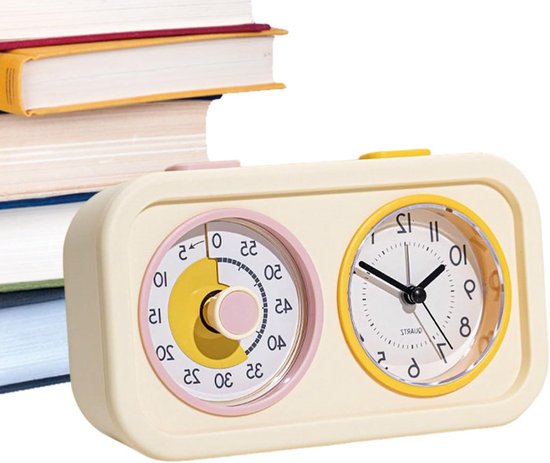 Visuele timer - Nachtlampje timer - Tijdmanagement kinderen - Dubbele scherm functie - 6x12x6 cm - Geel