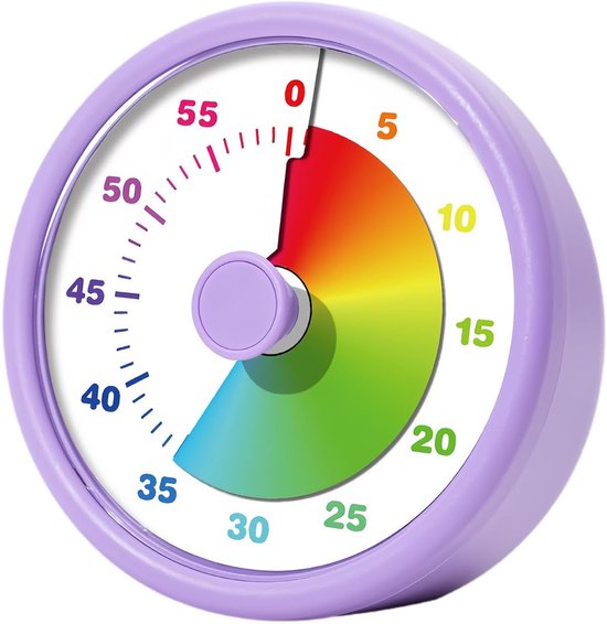Visuele Timer - Tijd Tracker - Kinderen Leren - Stille Werking - 20x7x7 cm - Paars