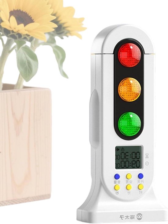 Visuele Timer - Verkeerslicht Timer Kind - Tijdbeheer Leren - Stille Countdown - 5x9x5 cm - Wit