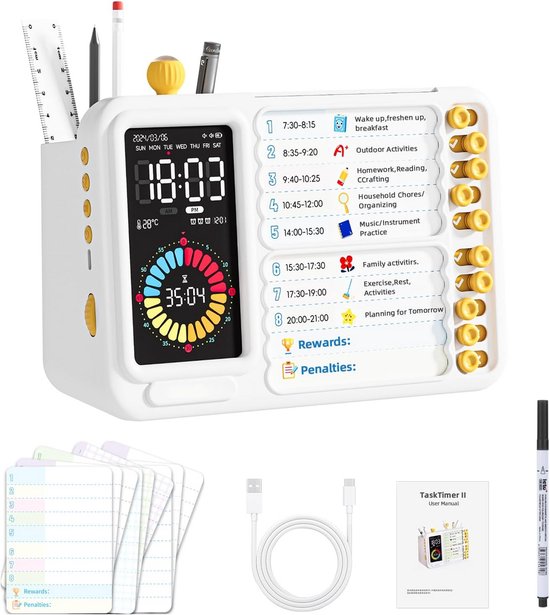 Visuele Timer voor Kinderen - Afteltimer en Taakplanner voor School en Thuis