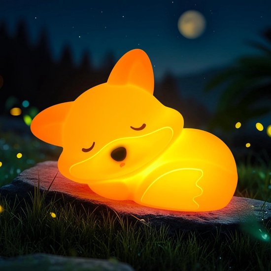 Vitdipy - LED Fox Nachtlampje - Bedlampje - Kinderkamer & Slaapkamer - Oplaadbaar - Touchbediening - Dimbaar Nachtlampjes - Voor Kinderen, Baby & Volwassenen van Merkloos