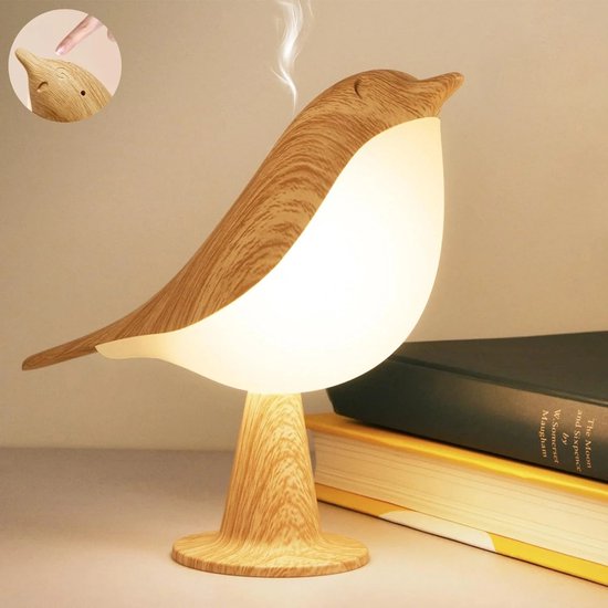 Vitdipy - Vogel Slaaplamp - Inclusief aromatherapie diffuser - Draadloze Nachtlamp met Touchbediening - Dimbare - 3 Kleuren & USB Oplaadbaar - Bedlamp - Nachtlampje baby - Sfeerverlichting voor Slaapkamer, Bureau van Vitdipy