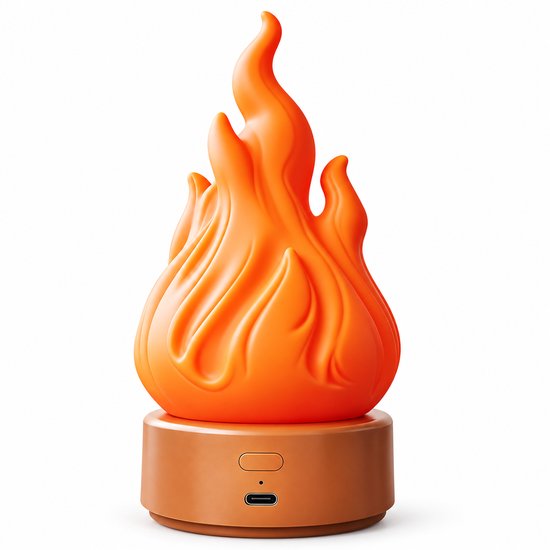 Vlammen Nachtlamp - Oplaadbare LED Sfeerlamp - 3D Vlammensimulatie en 3 Lichtmodi - Draagbare Decoratieve Vlam Lamp voor Binnen en Buiten - Oranje kleur van Bobypet