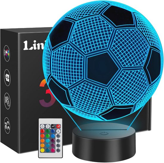 Voetbal Cadeau voor Kinderen met 3D Nachtlampje - Perfect voor Jongens en Meisjes, Kerst en Verjaardag van Merkloos