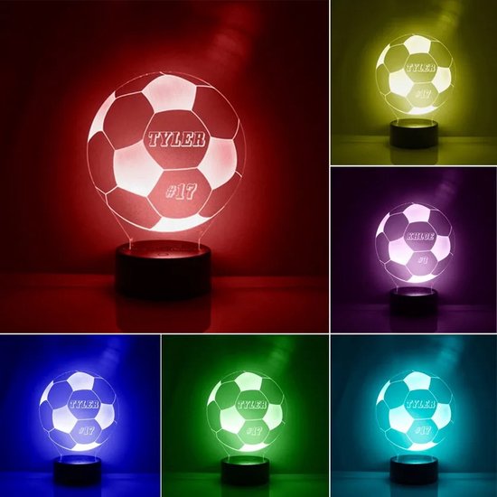 Voetbal led lamp met naam - Kinderkamer - nachtlamp - gepersonaliseerd - cadeau van Merkloos