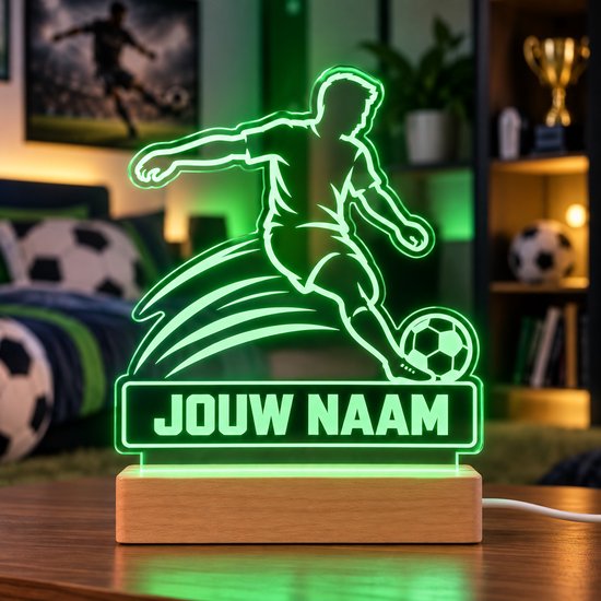Voetbal LED Lamp met Naam - Voetballer - Nachtlamp - Uniek Voetbal Cadeau - 7 kleuren sfeerlamp / nachtlampje