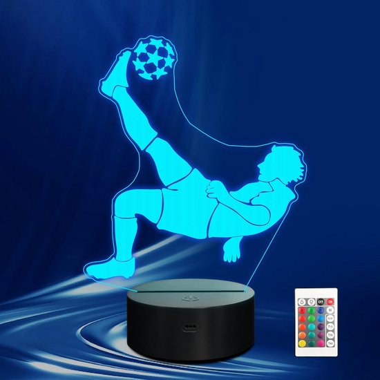 Voetbal Nachtlampje 3D LED met Afstandsbediening en Timer - Perfect Cadeau voor Kinderen en Tieners