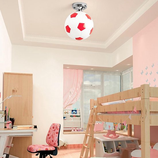 Voetbal Plafondlamp - Sport Verlichting - Club Decoratie - Energiebesparend LED - 38x32x28 cm - Zwart/Wit