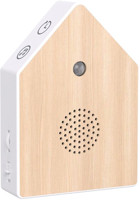 Vogelgezangbox - Slaaphulpmiddel met witte ruis voor thuis - Met bewegingssensor - Natuurlijke geluidseffecten - 4 natuurlijke vogelgezangen - Instelbaar volume - Vogelgezanghuis - Houtkleur van Merkloos