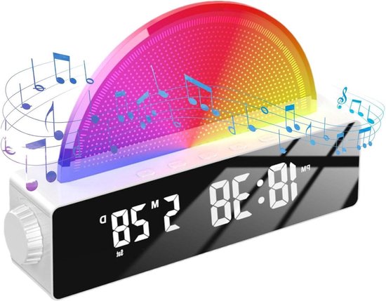 Wake Up Klok - Nachtlamp Wekker - Rustig Ontwaken - Zonsopgang Simulatie - 10 Kleuren - Wit van Merkloos