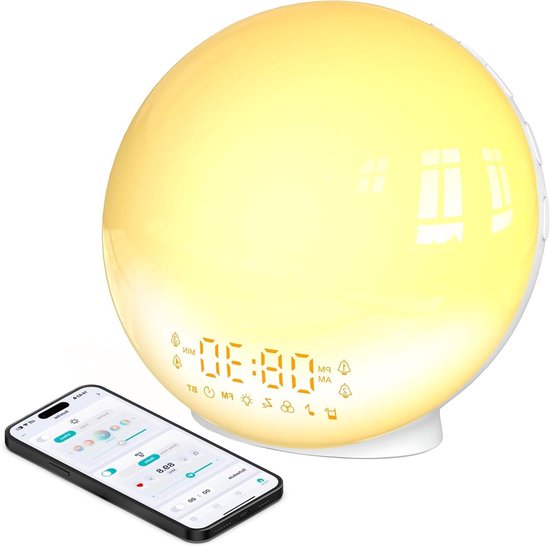 Wake Up Light - Sunrise Alarm - Natuurlijk Wakker Worden - Simulatie Zonsopgang - 11 Kleuren - Beige