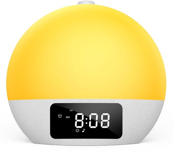 Wake Up Light Wekker - Lichtwekker - Zonsopgangssimulatie Met 24 Ontspannende Geluiden - 1 - Geel van Mydodo