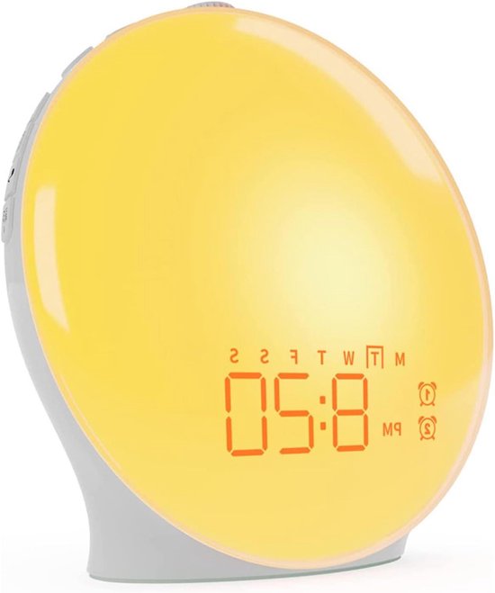 Wake Up Light - Wekker met Licht - Rustig Wakker Worden - Zonsopgang Simulatie - 17 cm - Wit van Merkloos