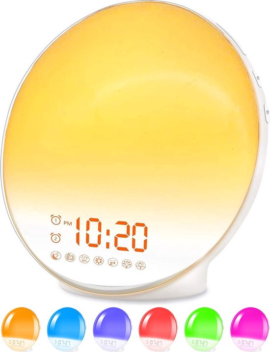 Wake up light – Wekkerradio – Nachtlamp – Bedlamp – Lichttherapielamp – Wit van Alecto