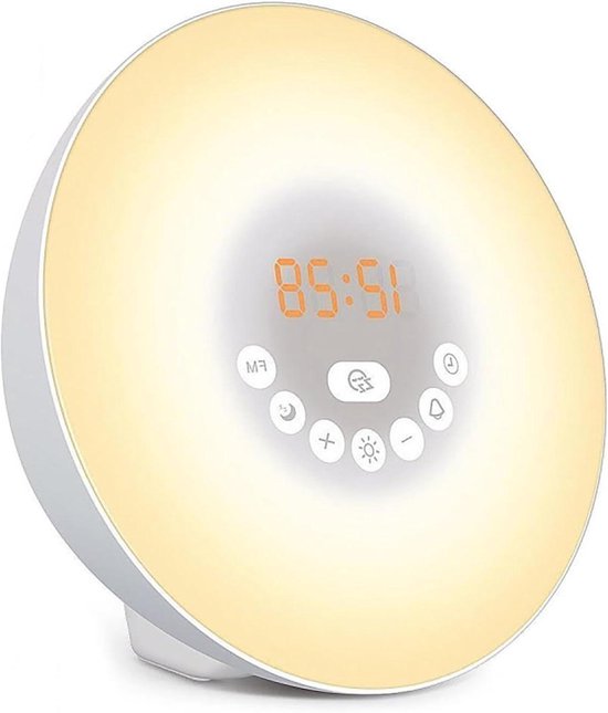 Wake Up Light - Zonsopgang Alarm - Natuurlijk Ontwaken - Dubbele Simulatie - 7 Kleuren - Wit