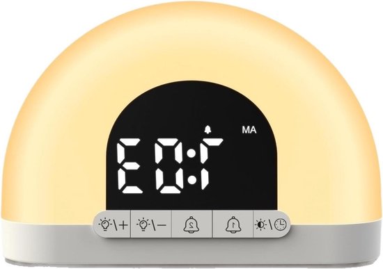 Wake Up Light - Zonsopgangwekker Alarm - Rustig Ontwaken - Dubbel Alarm Instelbaar - 15 x 10.5 cm - Wit