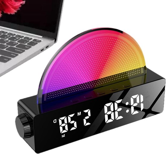 Wake Up Light - Zonsopgangwekker Digitaal - Rustig Ontwaken - Simuleert Zonsopgang - 10 Kleuren - Zwart