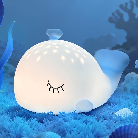 Walvis nachtlampje voor kinderen, siliconen, dimbaar, RGB, aanraakbaar, oplaadbaar, decoratieve ledlamp voor kinderkamer, cadeau voor meisjes en jongens, kerstcadeau [Energieklasse A]