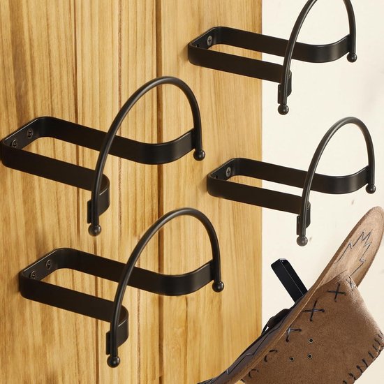 Wandkapstok 4-Pack - Kapstok hangend - Zwarte Wandmontage kapstok haken - Sterke En Duurzame Hoeden Organizer - Praktische En Stijlvolle Wandopslag Voor Hoeden Petten Caps - Kapstok