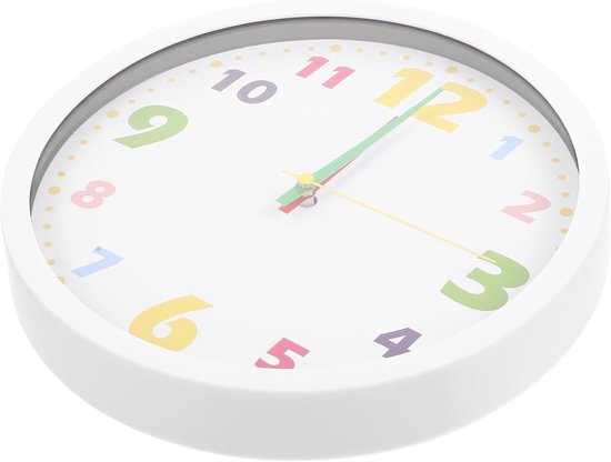 Wandklok Kinderen - Leerklok Kleuters - Leren Kijken - Stille Scanactie - 24.5 cm - Wit