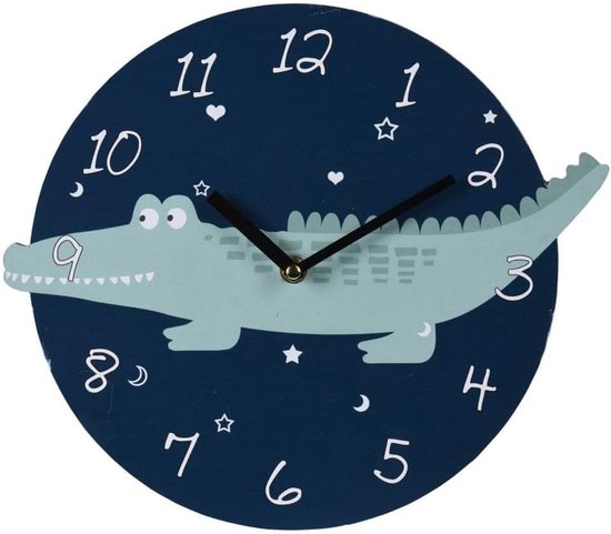 Wandklok Kinderkamer - Dierenklok Babykamer - Tijd Leren - Stil Uurwerk - 27cm - Bruin