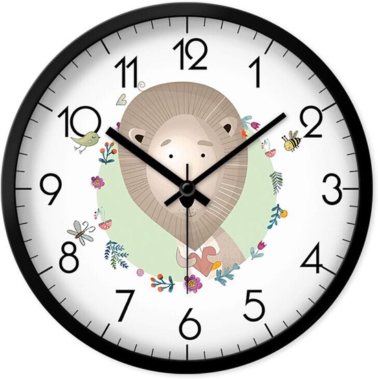 Wandklok Kinderkamer - Kinderklok Leuke Leeuw - Decoratieve Kinderkamer - Stil Niet-Tikkend Ontwerp - 14 Inch - Niet Gespecificeerd