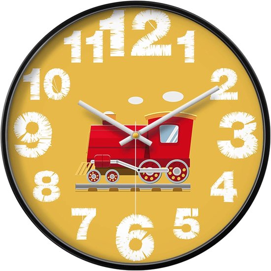 Wandklok Kinderkamer - Kinderklok Trein - Decoratie Kamer - Niet-Tikkend Stil Ontwerp - N.v.t. - Meerkleurig