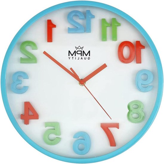 Wandklok Kinderkamer - Stille Klok - Cijfers Leren - Geruisloos Uurwerk - 30cm Diameter - Wit Groen