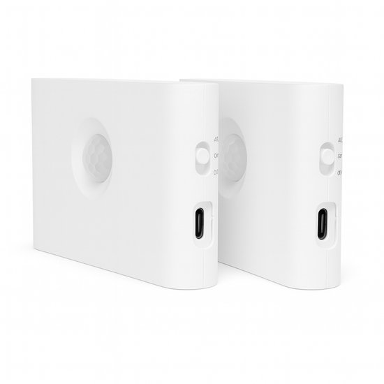 Wandlampjes met Bewegingssensor - Set van 2 - Oplaadbare LED Nachtlampjes - Warm Licht - Kastverlichting - Trapverlichting - USB-C - Wit van Merkloos