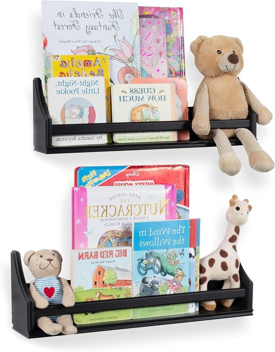 Wandplanken Set - Zwevende rekken - Kinderkamer decoratie - Set van twee - 50 cm lengte - Zwart