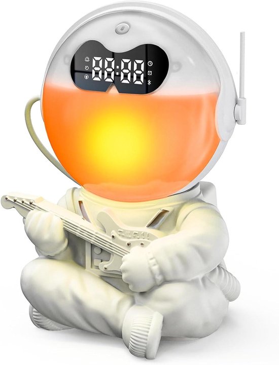 Wekker Astronaut - Nachtlamp Geluid - Rustig Ontwaken - Zonsopgang Simulatie - 12.5 x 13.7 cm - Wit